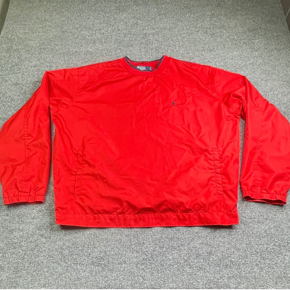 Polo Ralph Lauren Windbreaker Men Large Red Pullover‎ Mesh Lined Vented Jacket